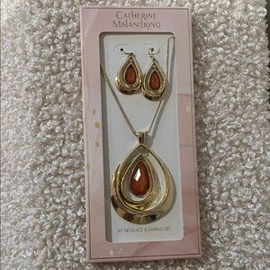 Catherine Malandrino Gold and Amber Necklace Set